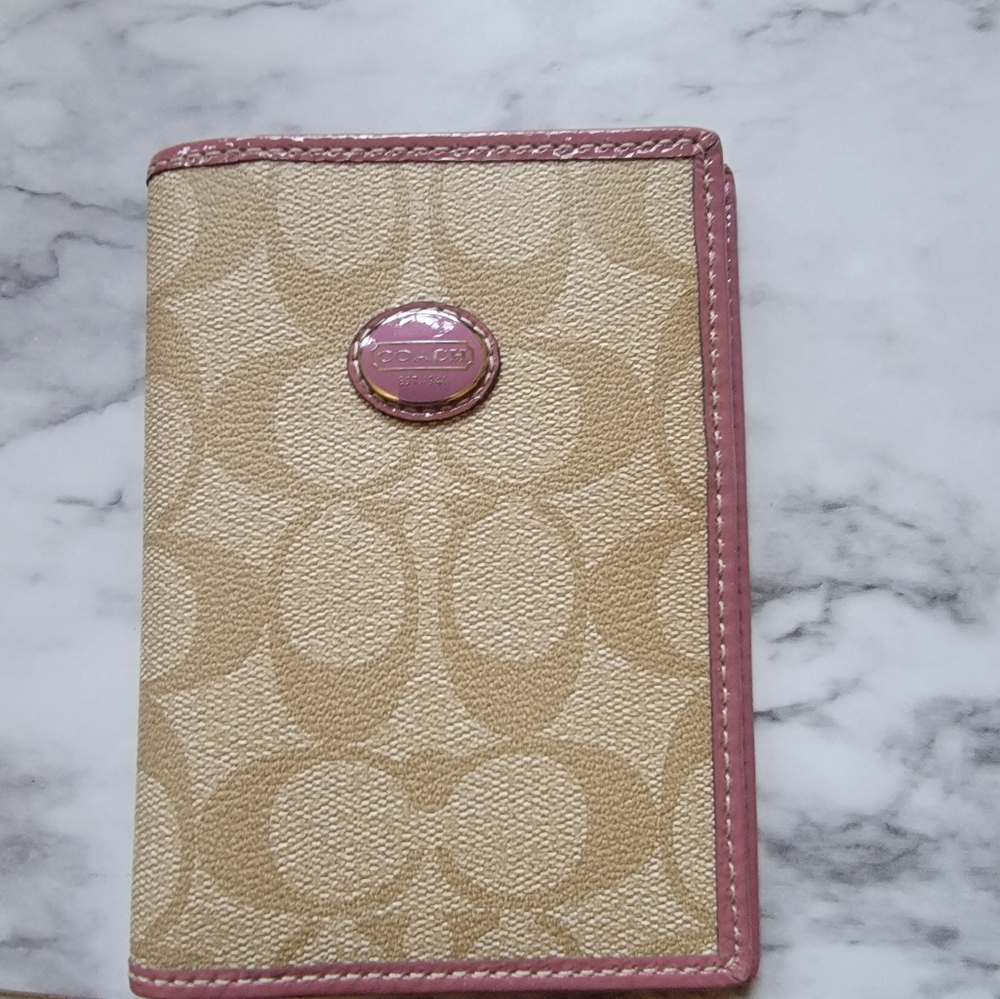 Coach Beige and Pink Passport Holder
